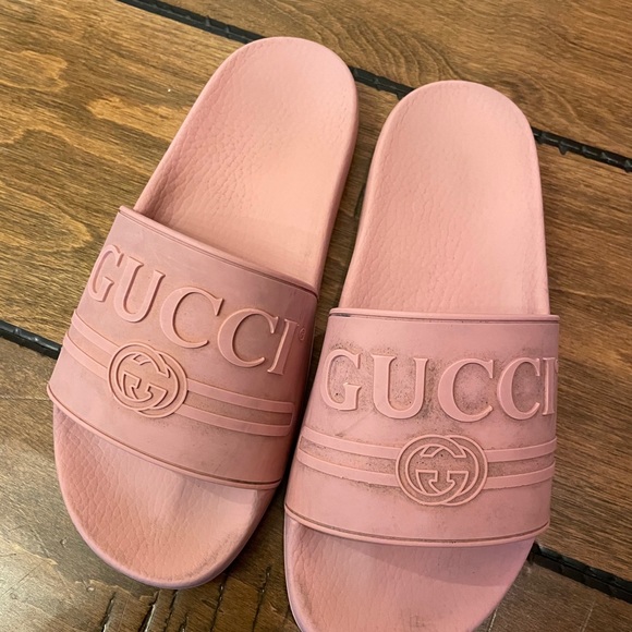 Gucci Shoes - Authentic Gucci Pink Rubber Slides